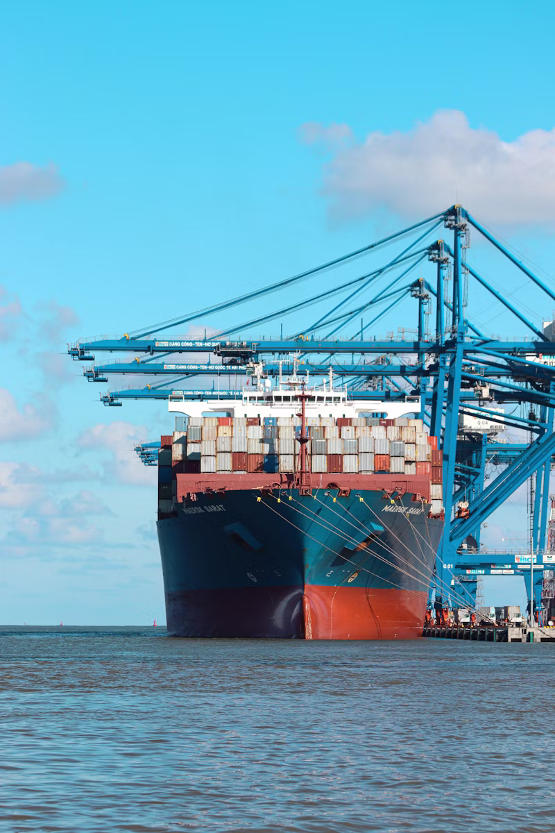 Large container ship at sea